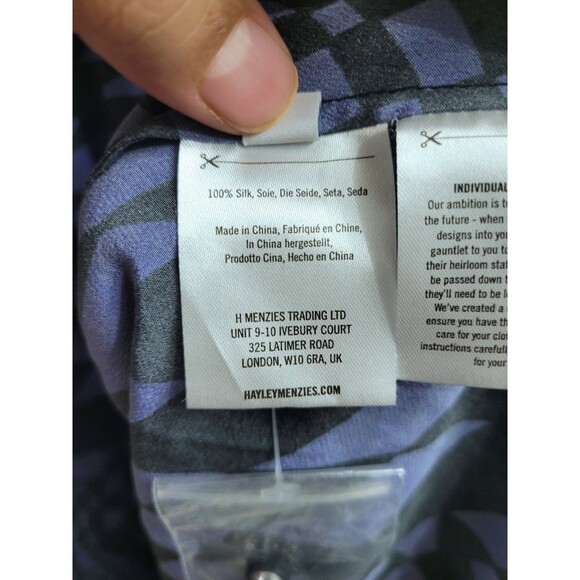 Hayley Menzies Cherry Blossom Girl Silk Dress Blue Black Size S NWOT - Picture 13 of 16